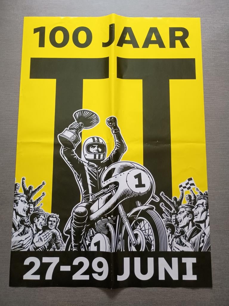 TT Assen 100 jaar zeldzaam poster affiche, Ophalen of Verzenden, Motoren