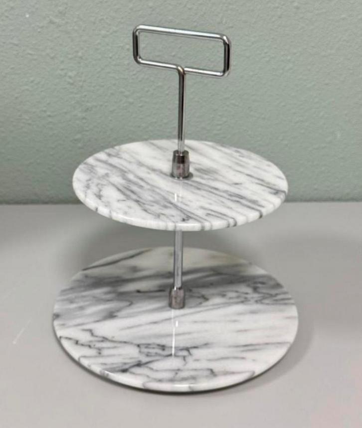 Vintage marmer marmeren Stijlvolle Etagere 2-laags 30 x 26cm, Huis en Inrichting, Woonaccessoires | Etagères, Zo goed als nieuw