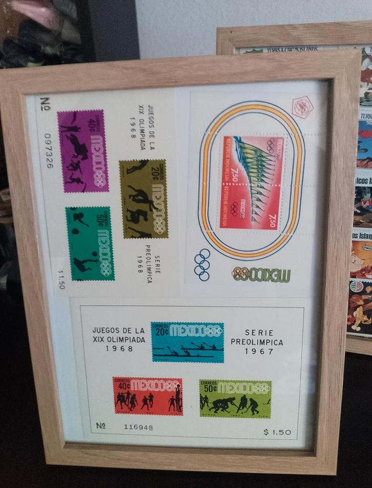 Olympiade Mexico 1968 Postzegels Ingelijst, Postzegels en Munten, Postzegels | Volle albums en Verzamelingen, Nederland en Buitenland