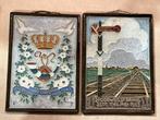 Cloisonne tegels: Spoorwegstaking & Prinses Christina, Ophalen of Verzenden