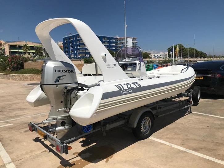 2011 GRAND 550 SILVERLINE, 90PK HONDA VTEC, GEREMDE TRAILER, Watersport en Boten, Rubberboten, Gebruikt, Overige merken, Overige materialen