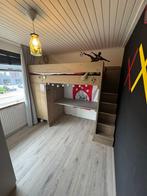 Steigerhout hoogslaper met bureauplank en kast, Ophalen, Zo goed als nieuw, Hoogslaper