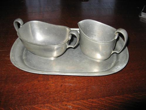 mooi tinnen suiker en melk stel van Just Andersen Danmark, Antiek en Kunst, Antiek | Tin, Verzenden