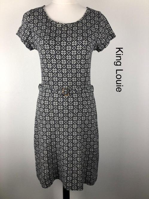 King Louie Jurk 100% katoen (mt: 38) 18,2/7850, Kleding | Dames, Jurken, Zo goed als nieuw, Maat 38/40 (M), Zwart, Knielengte