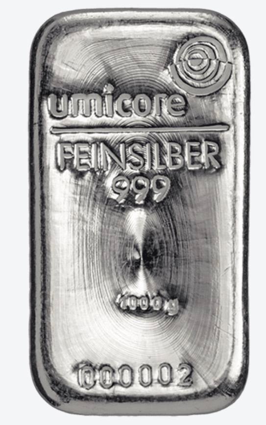 Umicore Zilverbaar 1 Kilo, Postzegels en Munten, Edelmetalen en Baren, Zilver, Ophalen of Verzenden