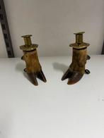 2x bokkenpoot kandelaar a 17cm, Ophalen of Verzenden