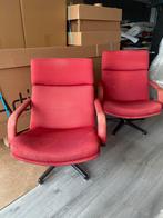 2 Artifort Harcourt F141 Draaifauteuils - Warmrood, Huis en Inrichting, Fauteuils, Ophalen, Gebruikt, 75 tot 100 cm, Stof