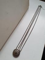 zilveren collier hanger met steentje 4strengs, Ophalen of Verzenden, Zilver