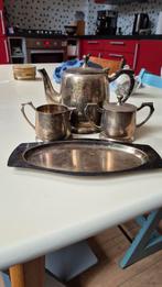 Verzilverd Theeservies - 4 Delig, Antiek en Kunst, Antiek | Goud en Zilver, Ophalen of Verzenden, Zilver