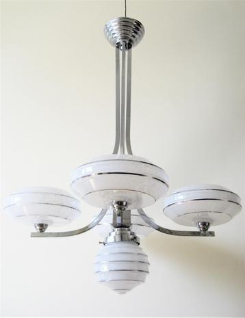 Art Deco lamp jaren 30 chroom nikkel messing glas staand beschikbaar voor biedingen