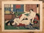 Antieke Japanse shunga houtblok prent, Antiek en Kunst, Verzenden