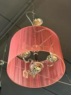 Mooie plafondlamp roze kleur met kristallen, Ophalen of Verzenden