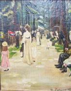 De Papegaaienlaan  (naaar Max Liebermann), Antiek en Kunst, Kunst | Schilderijen | Klassiek, Ophalen of Verzenden
