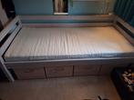 flexa 1 persoon bed met 4 lades met hard matras, Gebruikt, 90 cm, Eenpersoons, Wit