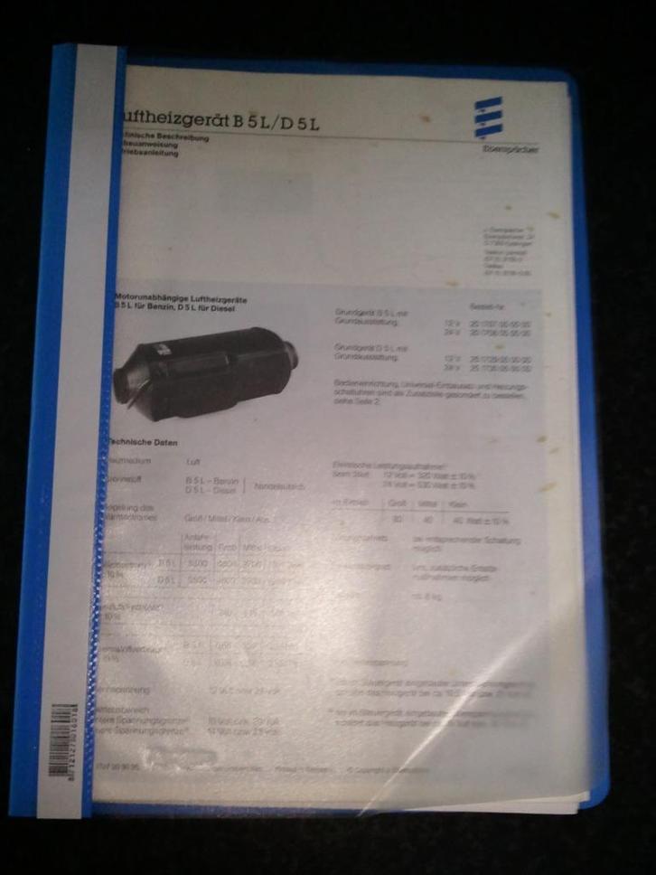 EBERSPÄCHER B5L / D5L verwarming (kopie) handleiding, Watersport en Boten, Accessoires en Onderhoud, Nieuw, Motor en Techniek