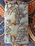 Mooi origineel antiek Oosters amulet van groene jade 7 cm., Antiek en Kunst, Ophalen of Verzenden