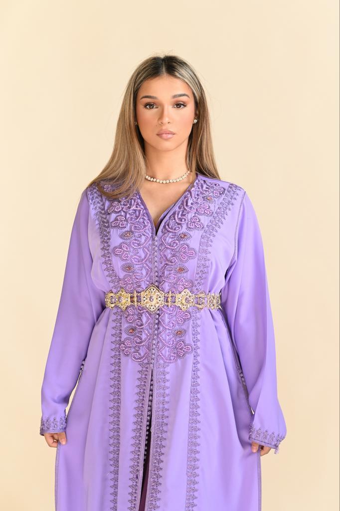 Paarse Takshita - Chique Uitstraling, Kleding | Dames, Jurken, Nieuw, Maat 38/40 (M), Paars, Onder de knie, Ophalen of Verzenden