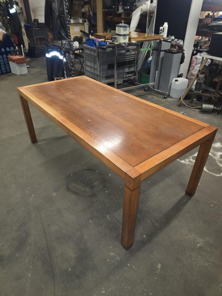 Grote bruine houten eettafel 200x95 cm, Huis en Inrichting, Ophalen, Gebruikt