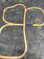 Houten Treinbaan met Brug en Voertuigen, Ophalen of Verzenden, Zo goed als nieuw