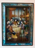 Chinees Glazen Schilderij Mahjong, Vintage Jaren '70, Antiek en Kunst, Kunst | Schilderijen | Klassiek, Ophalen of Verzenden