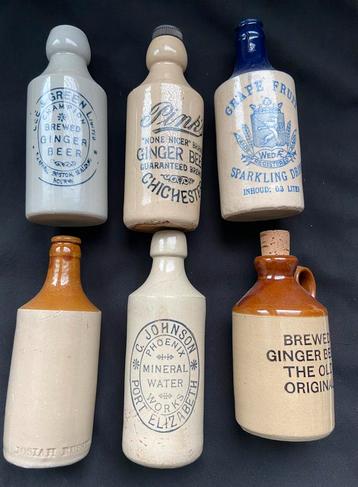 6 x Steingut bottles ginger beer e.a. beschikbaar voor biedingen