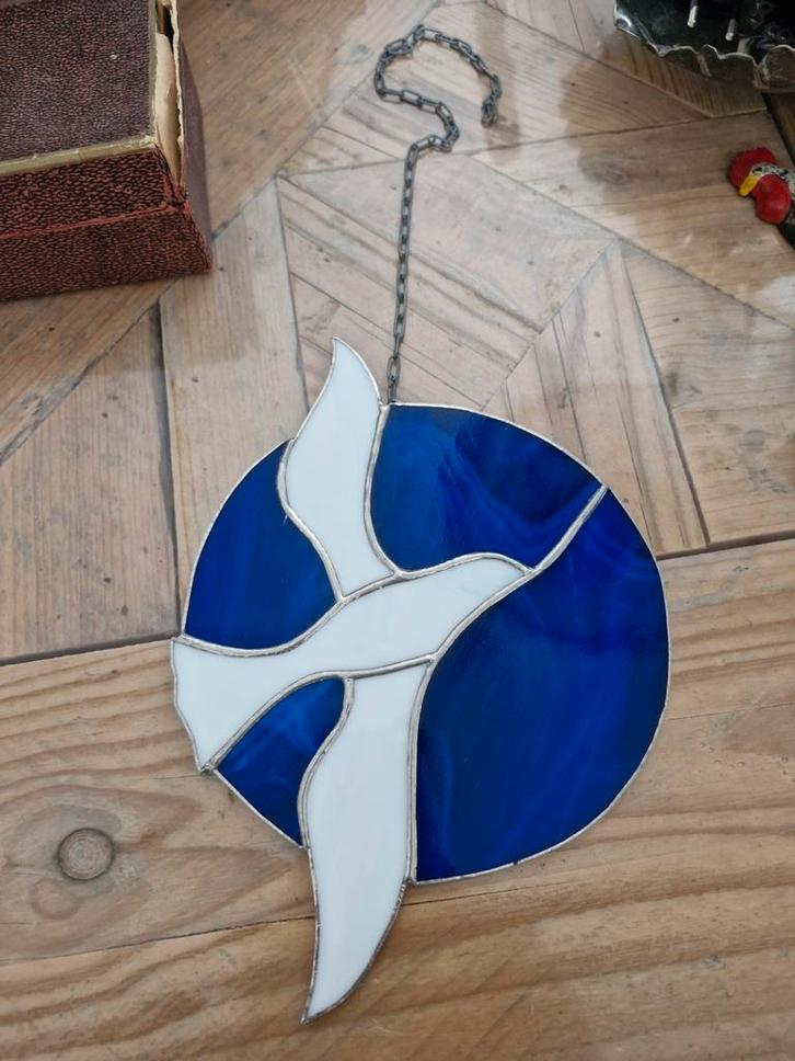 Glas in lood raamhanger met vogel, Huis en Inrichting, Woonaccessoires | Overige, Zo goed als nieuw, Ophalen of Verzenden