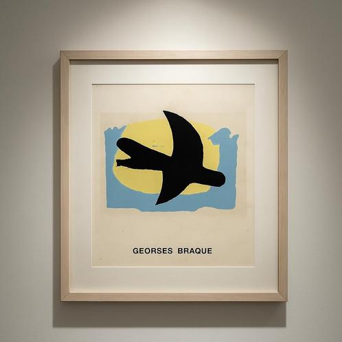 Georges Braque – Vogelmotief serigrafische repro Ingelijst, Antiek en Kunst, Kunst | Schilderijen | Modern, Ophalen of Verzenden