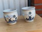 2 bloempotten delftsblauw, Tuin en Terras, Ophalen, Rond, Zo goed als nieuw, Aardewerk