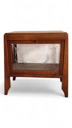 Art Deco Amsterdamse School theekastje met geslepen glas, Glas, Minder dan 100 cm, 25 tot 50 cm, 50 tot 100 cm