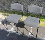 2x bijzet stoelen met stoffen bekleding en stalen frame, Ophalen, Twee, Overige kleuren, Zo goed als nieuw