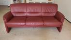 Rode lederen bank, Ophalen, Minder dan 75 cm, Driepersoons, Leer