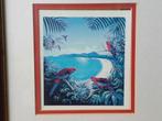 Drie mooie ingelijste vintage prenten met vogels 26-61 cm., Antiek en Kunst, Ophalen of Verzenden