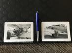Twee oude foto’s Onbekend Eenmotorig Vliegtuig in Hangar, Verzenden, Gebruikt, Overige onderwerpen, Foto