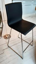 Barkruk + rugleuning, zwart kunstleer/chroom IKEA, Zo goed als nieuw, Ophalen