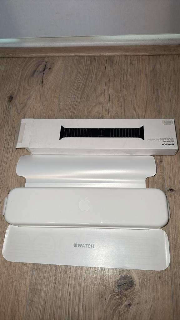 Originele Apple Watch Link Bracelet 38mm– RVS, Sieraden, Tassen en Uiterlijk, Smartwatches, Nieuw, iOS, Zwart, Ophalen of Verzenden