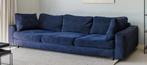 Mooie donkerblauwe bank van ribstof, Huis en Inrichting, Ophalen, Gebruikt, 100 tot 125 cm, 300 cm of meer