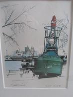 schilderij  modern   schip / boei / haven, Ophalen of Verzenden