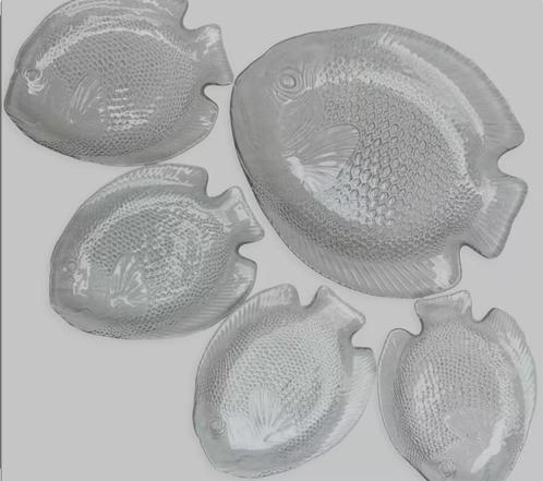 Glazen schalen set, Arcoroc France, vis schalen, borden, Huis en Inrichting, Keuken | Servies, Gebruikt, Schaal of Schalen, Overige stijlen