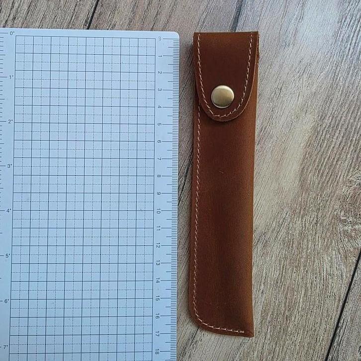 Echt lederen pen etui zgan, Verzenden, Zo goed als nieuw