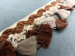 Vintage fournituren sierband flosjes bruin wit 6 cm (KV2), Ophalen of Verzenden, Nieuw, Lint, Band of Elastiek