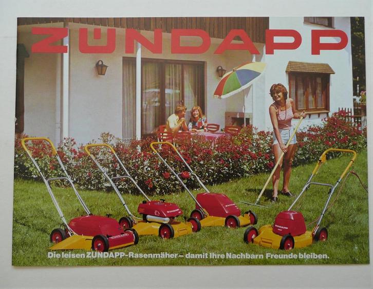 Zündapp Folder Grasmaaiers 1973-1982 "Benzin/Netz/Akku", Boeken, Catalogussen en Folders, Nieuw, Folder, Verzenden