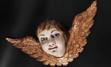 Prachtige antieke houten engel uit Frankrijk  beschikbaar voor biedingen