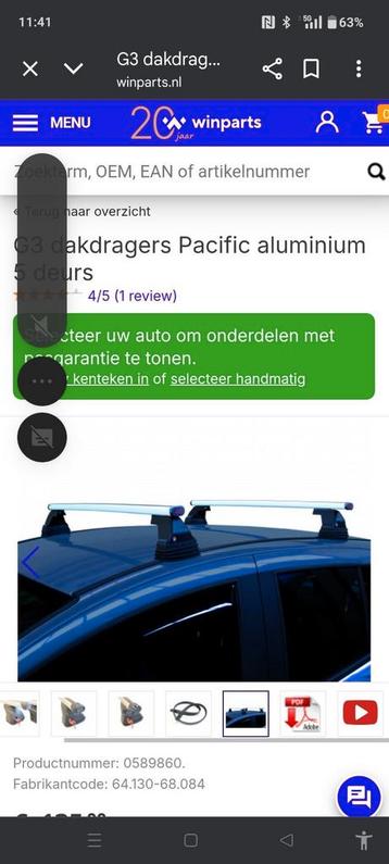 Dakdragers aluminium voor 5 deurs beschikbaar voor biedingen