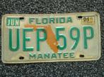 Kentekenplaat licenseplate Florida Manatee USA, Verzenden, Gebruikt, Auto's