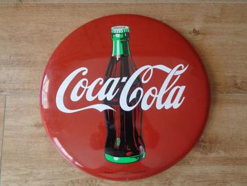 Oud metalen rond Coca-Cola Reclame Bord, diam. 52 cm beschikbaar voor biedingen