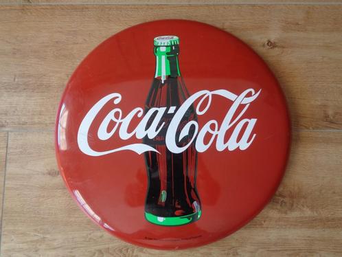 Oud metalen rond Coca-Cola Reclame Bord, diam. 52 cm, Verzamelen, Merken en Reclamevoorwerpen, Gebruikt, Reclamebord, Ophalen of Verzenden