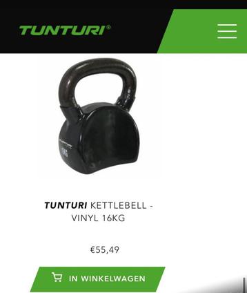 Tunturi Kettlebells – 2x 16 kg & 2x 10 kg – Vinyl – Nieuw! beschikbaar voor biedingen