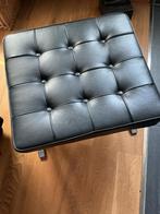 Barcelona Chair. Replica Zwarte Leren Hocker, Ophalen, Barcelona chair, Leer, Zo goed als nieuw