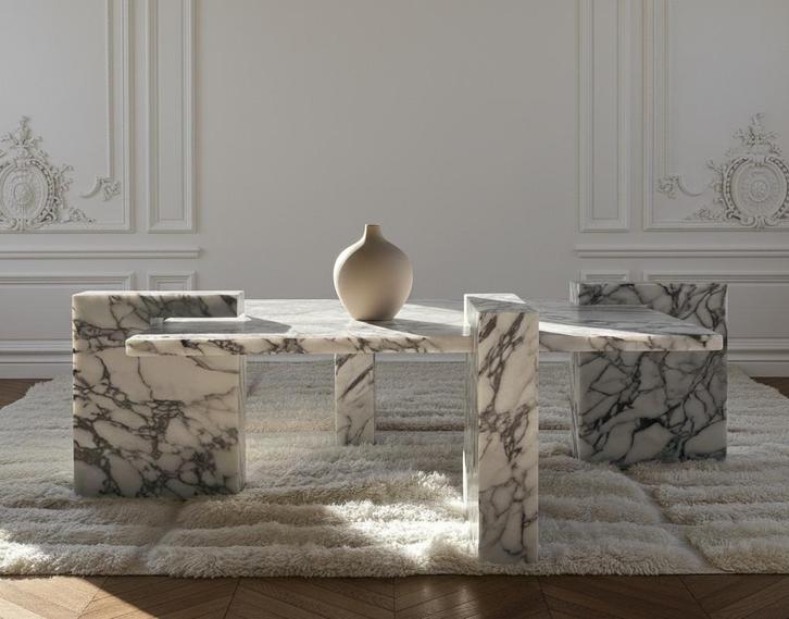 Calacatta marmeren salontafel / coffee table, Antiek en Kunst, Antiek | Meubels | Tafels, Ophalen of Verzenden