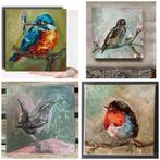 Vogeltjes ~ schilderen ~ origineel canvas ~ atelier, Ophalen of Verzenden, Zo goed als nieuw, Minder dan 50 cm, Schilderij